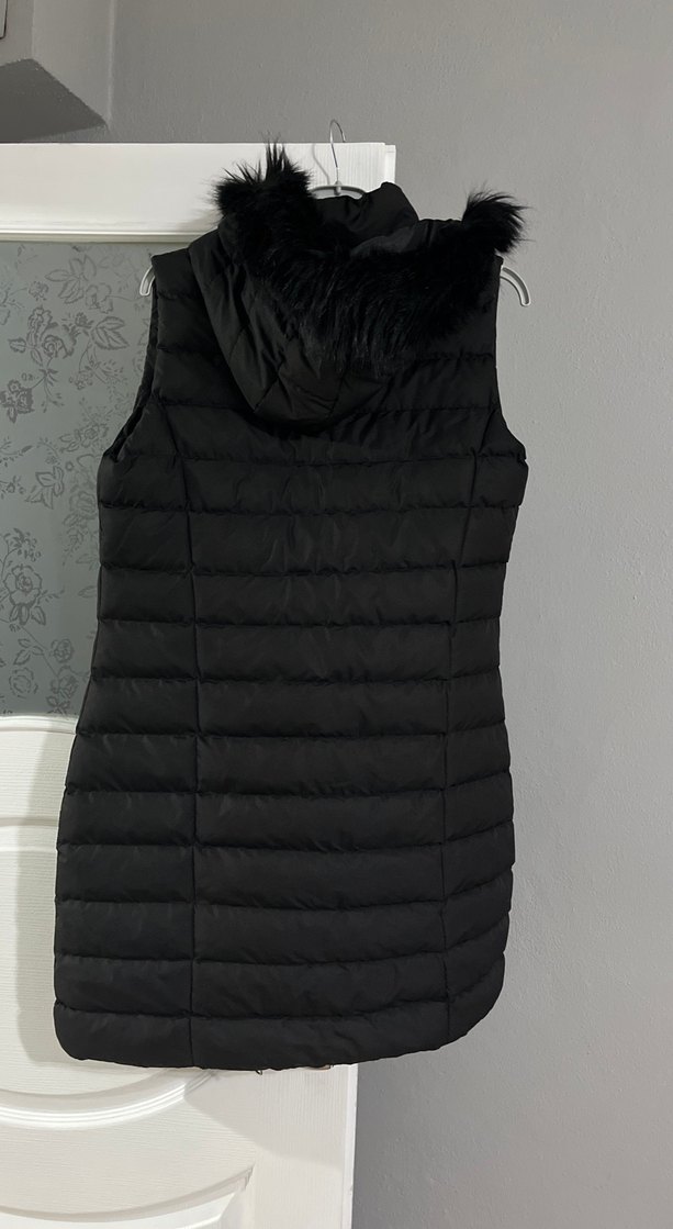 Siyah Midi Kadın Şişme Yelek - Görsel 2