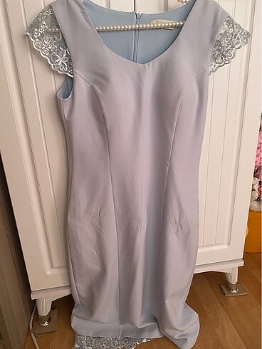Drape Butik Bebe mavisi midi boy abiye elbise