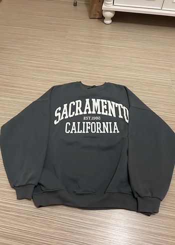 xs Beden gri Renk Gri Baskılı Kadın Sweatshirt