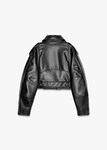 Zara Zara Kadın Siyah Deri Biker Ceket
