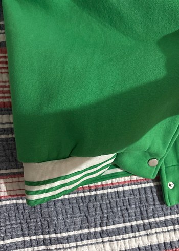 m Beden Yeşil Baskılı unisex Sweatshirt Ceket