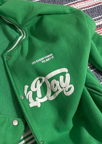 Yeşil Baskılı unisex Sweatshirt Ceket