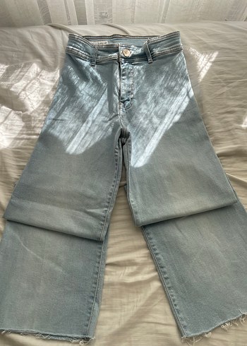 Düğmeli Mavi Midi Zara Kot Pantolon!