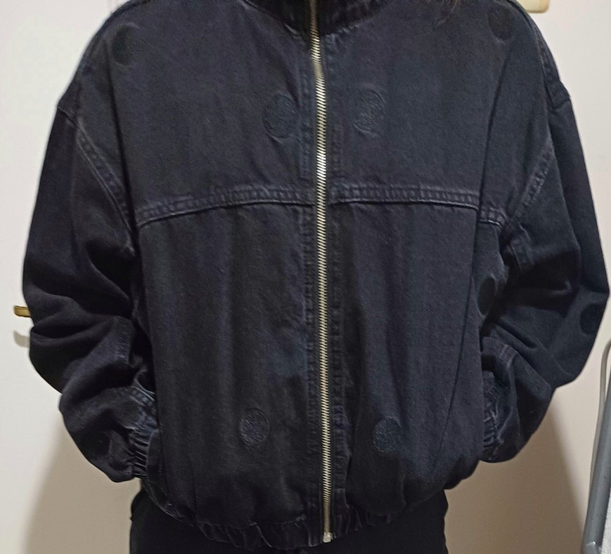 Siyah Kadın Denim Ceket Düğmeli - Görsel 3