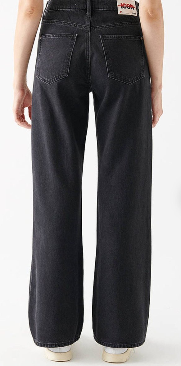 Kadın Siyah Denim Yırtmaçlı Regular Fit Pantolon - Görsel 2