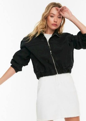 Siyah Kadın Kısa Kot Ceket - Görsel 2