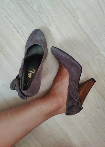 Diğer Kahve Süet Detaylı Yüksek Topuklu Kadın Stiletto