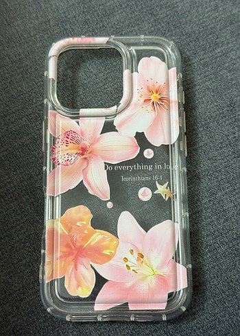 Pastel Pembe Şeffaf Bohem Telefon Kılıfı iphone 16 pro kilifi