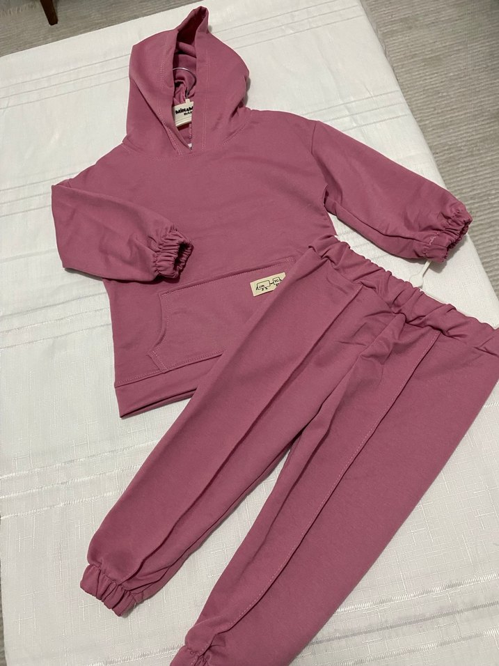 Kız Çocuk Pembe Kapüşonlu Sweatshirt ve Eşofman - Görsel 5