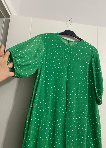 Yeşil Puantiyeli Uzun elbise - Görsel 7