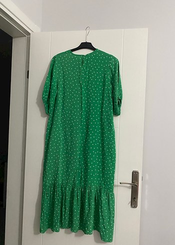Yeşil Puantiyeli Uzun elbise - Görsel 8