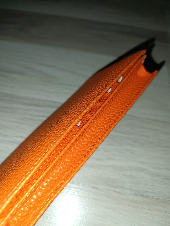 Turuncu Yılan Desenli Deri Fermuarlı Cüzdan - Görsel 2