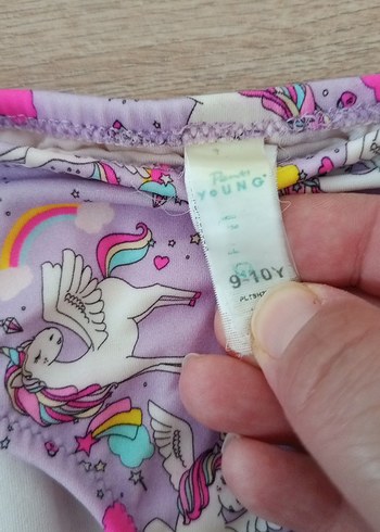 9 Yaş Beden Kız Çocuk Mor Unicorn Desenli Bikini