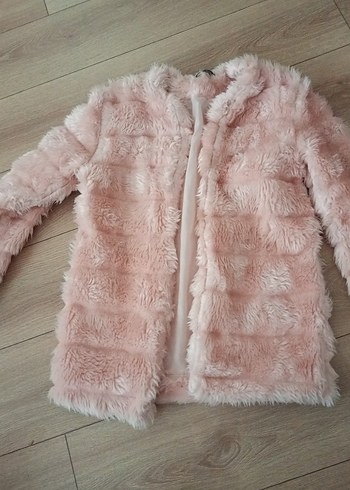 Pembe Kadın Midi Boy Kürk Mont S beden