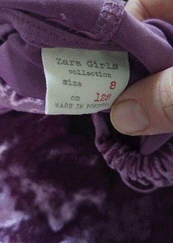 Parlak Mor Kapüşonlu Kız kadife tişört - Görsel 3