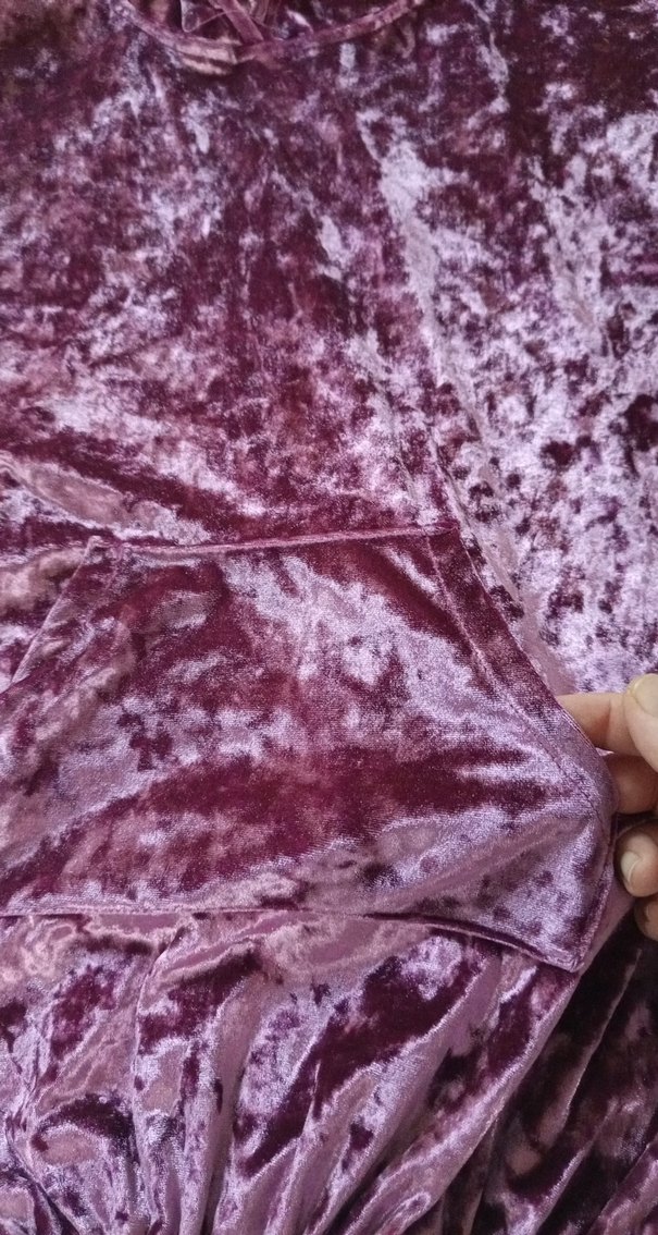 Parlak Mor Kapüşonlu Kız kadife tişört - Görsel 2