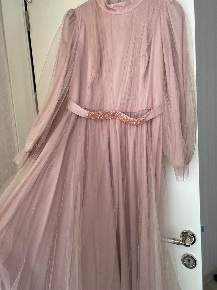 Pudra Uzun Abiye Elbise - Görsel 3