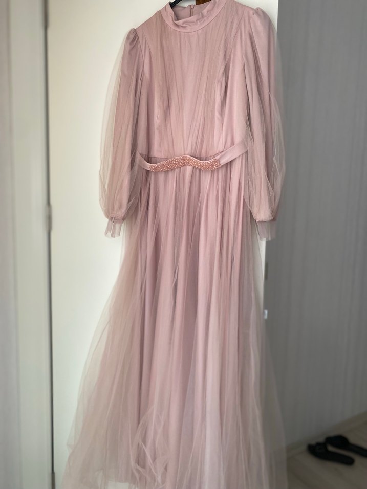 Pudra Uzun Abiye Elbise - Görsel 2