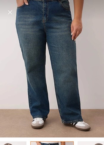 Trendyol Curve Mavi Yüksek Bel Straight Fit Büyük Beden - Görsel 2