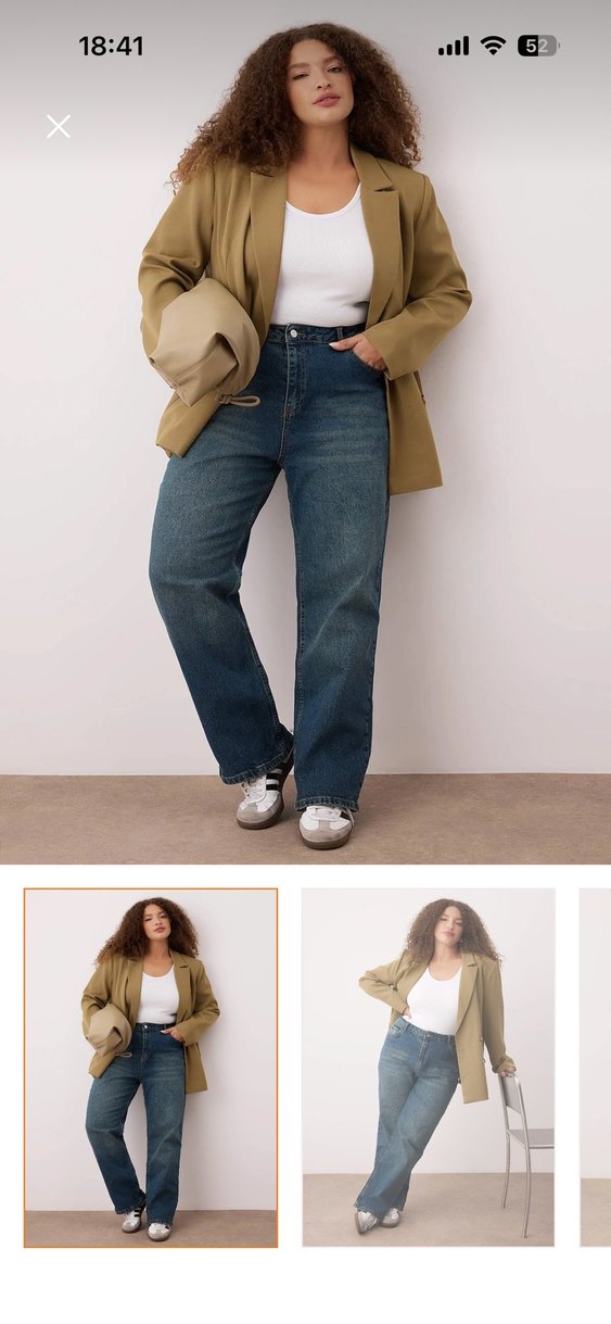 Trendyol Curve Mavi Yüksek Bel Straight Fit Büyük Beden - Görsel 3