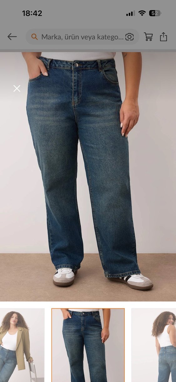 Trendyol Curve Mavi Yüksek Bel Straight Fit Büyük Beden - Görsel 2