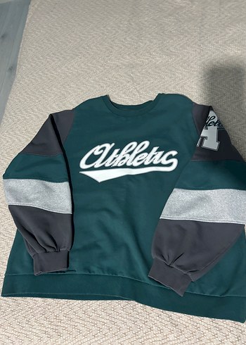 xl Beden yeşil Renk Yeşil Baskılı Uzun Kollu Spor Sweatshirt