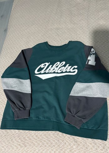 Yeşil Baskılı Uzun Kollu Spor Sweatshirt