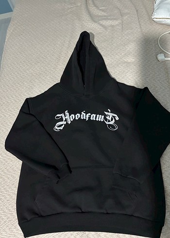 Hoodfame Siyah Kapüşonlu Baskılı Sweatshirt