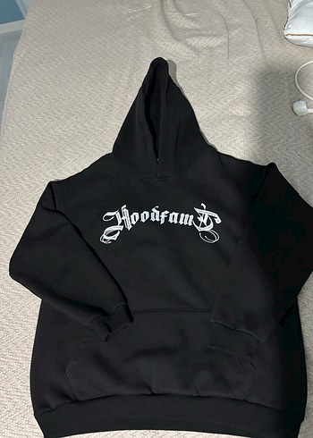 xl Beden Hoodfame Siyah Kapüşonlu Baskılı Sweatshirt