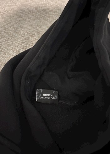 xl Beden siyah Renk Hoodfame Siyah Kapüşonlu Baskılı Sweatshirt