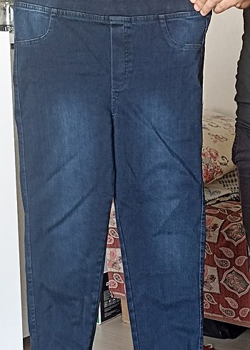 Kadın Mavi Midi Boy Bol Kesim Kot Pantolon