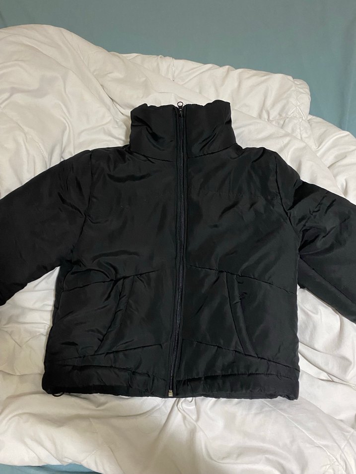 Siyah Fermuarlı Kadın Kışlık Mont - Görsel 4