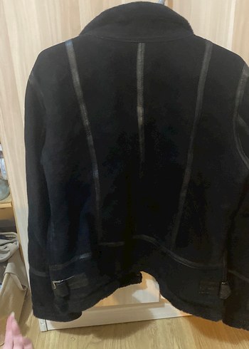 Siyah Süet hakiki kürklü kadın mont - Görsel 3