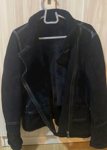 Siyah Süet hakiki kürklü kadın mont - Görsel 2