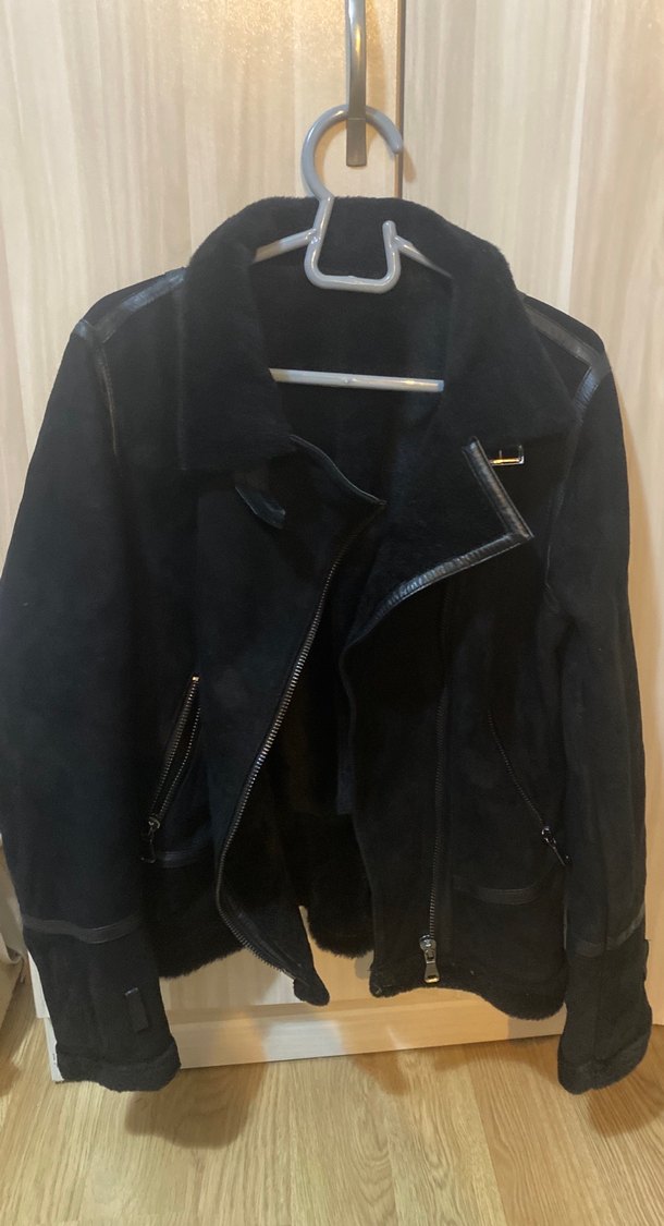 Siyah Süet hakiki kürklü kadın mont - Görsel 4