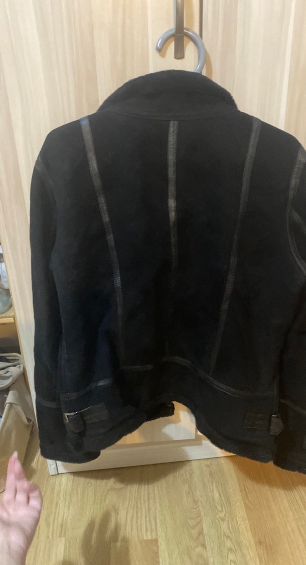 Siyah Süet hakiki kürklü kadın mont - Görsel 3