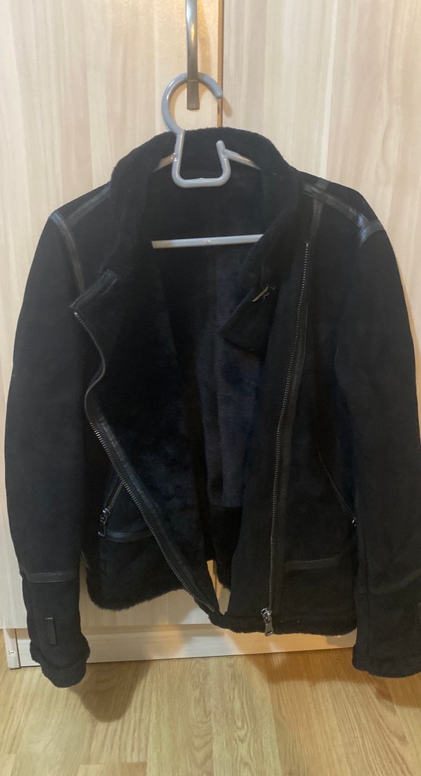 Siyah Süet hakiki kürklü kadın mont - Görsel 2