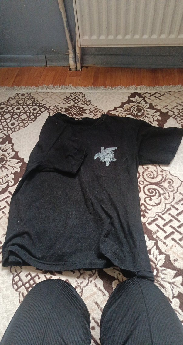 Örme Siyah Hamile Tişörtü, Boğazlı, Kısa Kollu - Görsel 2