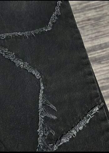 28 Beden siyah Renk Kadın Siyah Bol Kesim Jean Pantolon