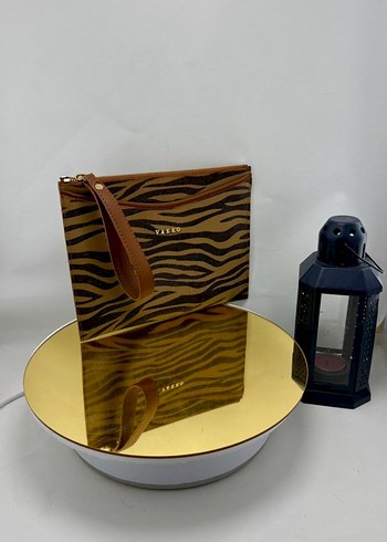 Kahverengi Zebra Desenli Deri Kadın Portföy Çanta