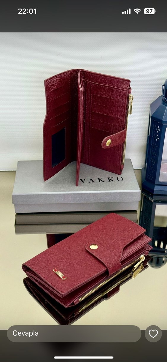 Bordo Deri Kadın Cüzdan VAKKO - Görsel 2