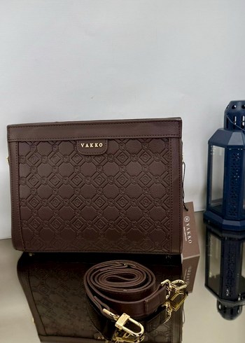 Vakko Kahverengi Deri Baskılı Kadın Çanta - Görsel 4