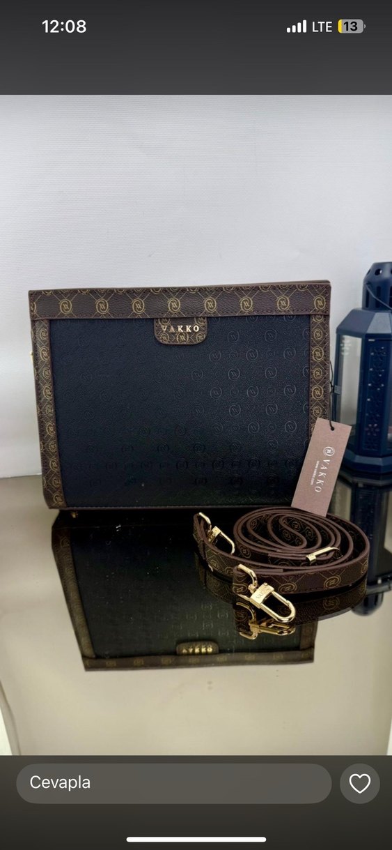 Vakko Kahverengi Deri Baskılı Kadın Çanta - Görsel 3