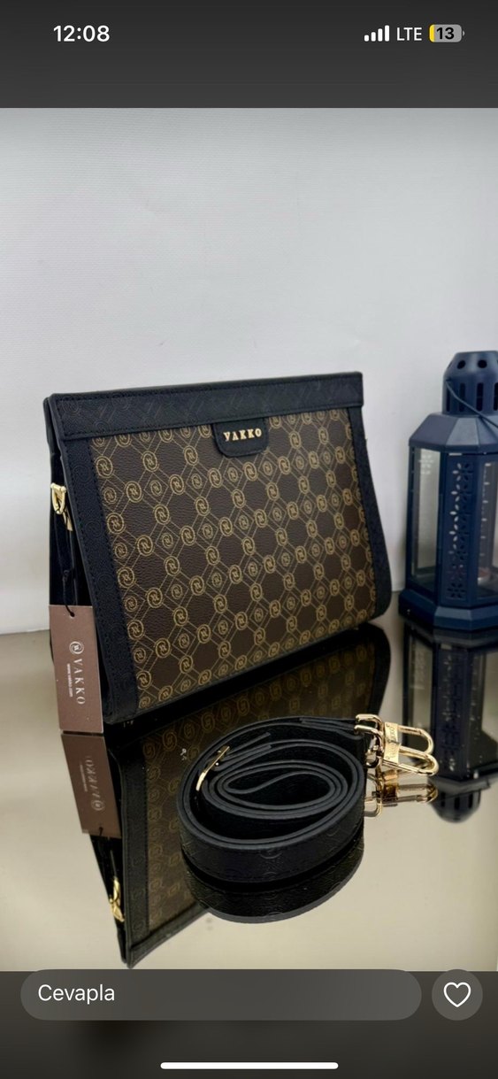 Vakko Kahverengi Deri Baskılı Kadın Çanta - Görsel 2