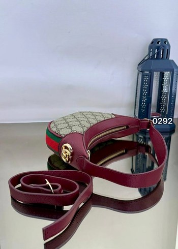 Bordo Deri Kemerli Modern Klasik Kadın Çanta - Görsel 2