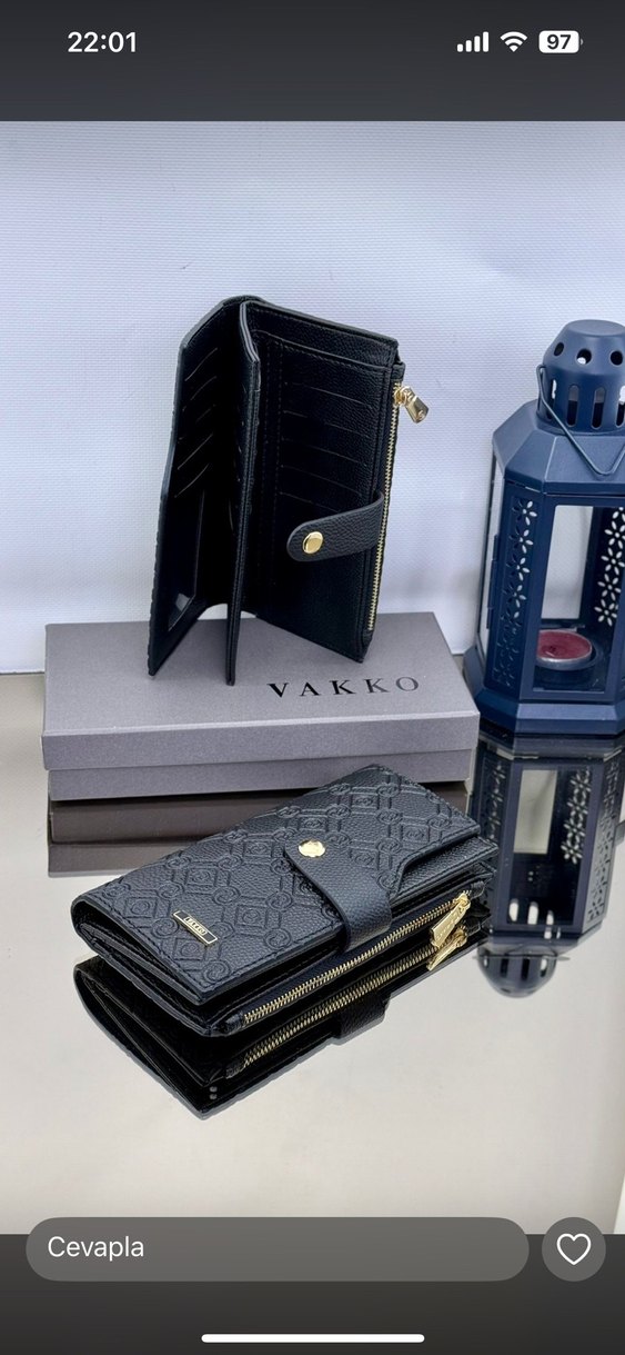 Vakko Siyah Deri Tokalı Kadın Cüzdan - Görsel 3