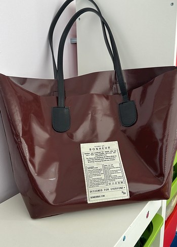 Bordo Parlak Deri Kadın Omuz Çantası - Görsel 2
