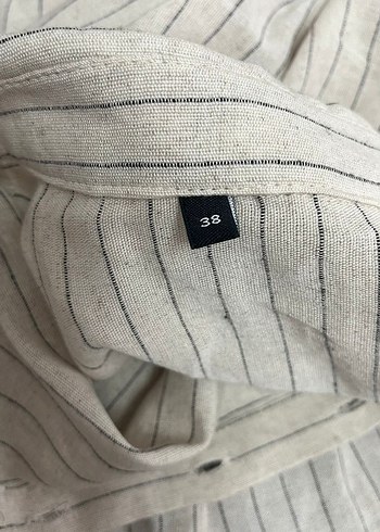 Bej Çizgili Kemerli Mini Bohem Elbise - Görsel 4