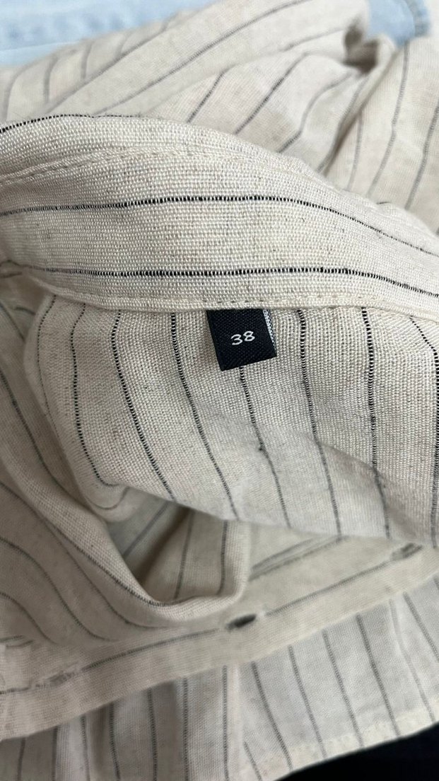 Bej Çizgili Kemerli Mini Bohem Elbise - Görsel 4