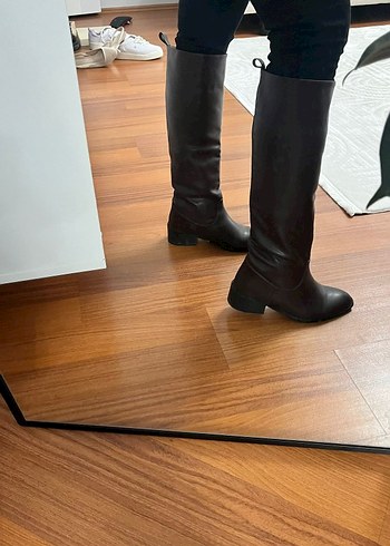 acı kahve Deri Kadın Dizüstü çizme - Görsel 2